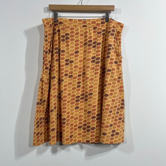 Svaha Dresses & Skirts - Svaha Honeycomb Print A-Line Skirt Pockets Womens 2x Novelty Bee Organic Cotton